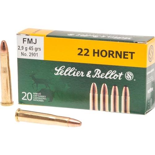 Sellier & Bellot Rifle Ammunition .22 Hornet 45 gr FMJ 2345 fps 20/ct