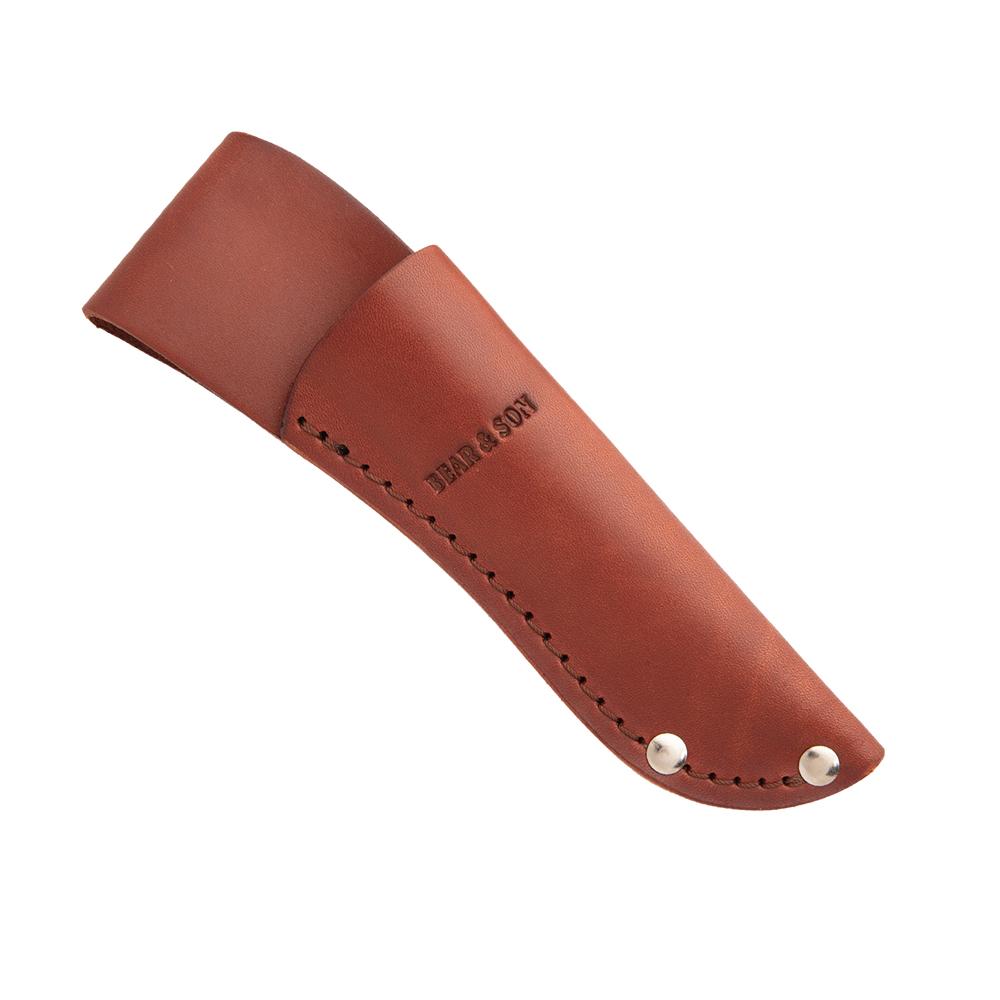 Bear & Son Ergonomic Caper Fixed Knife 2-1/2" Clip Point Blade Stag Delrin With Leather Sheath