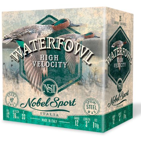 Nobel Sport Steel Waterfowl High Velocity Shotshells 12Ga 3" 1-1/8Oz 1500 Fps #4 25/ct