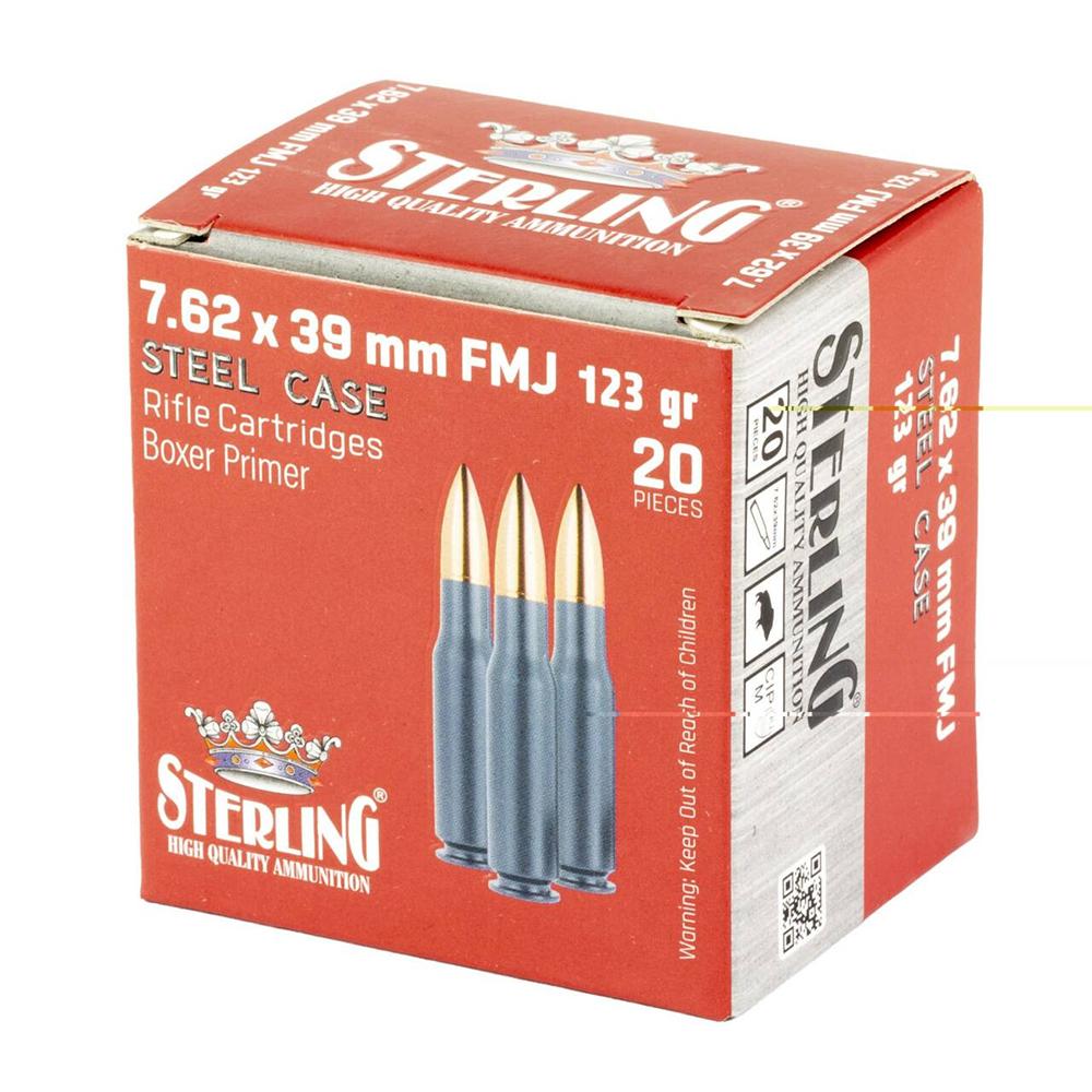 Global Ordnance Sterling Steel Case Select Rifle Ammunition 7.62x39mm 123 Gr FMJ 2362 Fps 20/ct