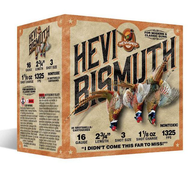 HEVI-Shot HEVI-Bismuth Upland Shotshells 16Ga 2-3/4" 1-1/4Oz 1325 Fps #5 25/ct