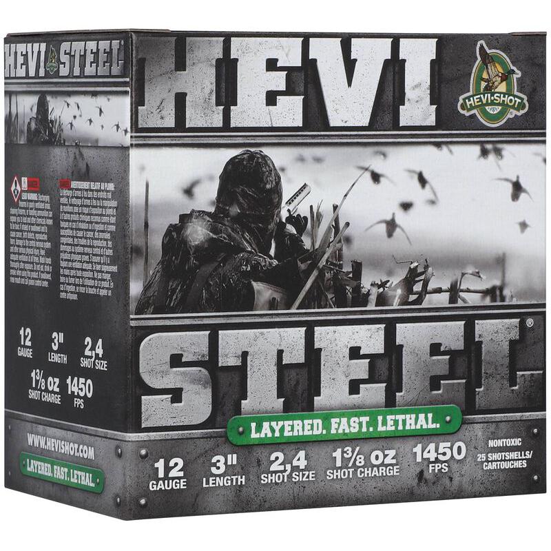 HEVI-Shot HEVI-Steel Shotshells 12Ga 3" 1-3/8Oz 1450 Fps #2&#4 25/ct